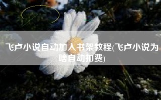 飞卢小说自动加入书架教程(飞卢小说为啥自动扣费)