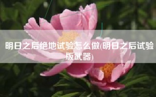 明日之后绝地试验怎么做(明日之后试验版武器)