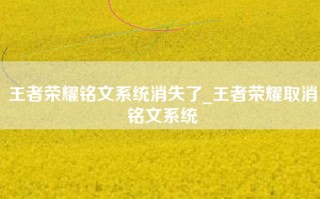 王者荣耀铭文系统消失了_王者荣耀取消铭文系统
