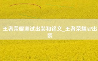 王者荣耀测试出装和铭文_王者荣耀AP出装
