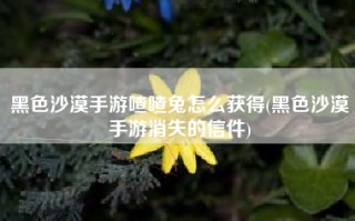 黑色沙漠手游喳喳兔怎么获得(黑色沙漠手游消失的信件)