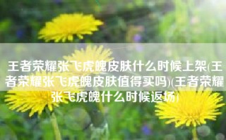 王者荣耀张飞虎魄皮肤什么时候上架(王者荣耀张飞虎魄皮肤值得买吗)(王者荣耀张飞虎魄什么时候返场)