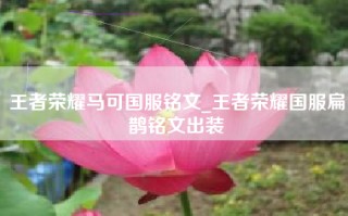 王者荣耀马可国服铭文_王者荣耀国服扁鹊铭文出装
