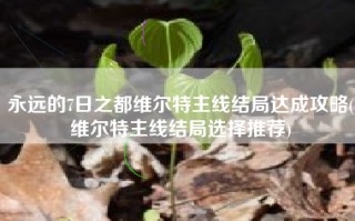 永远的7日之都维尔特主线结局达成攻略(维尔特主线结局选择推荐)