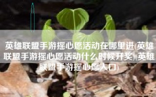 英雄联盟手游摇心愿活动在哪里进(英雄联盟手游摇心愿活动什么时候开奖)(英雄联盟手游摇心愿入口)