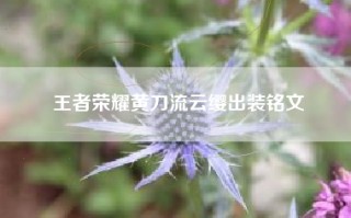 王者荣耀黄刀流云缨出装铭文