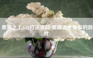 黑潮之上3-28打法攻略(黑潮之上类似的游戏)