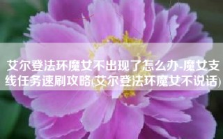 艾尔登法环魔女不出现了怎么办-魔女支线任务速刷攻略(艾尔登法环魔女不说话)
