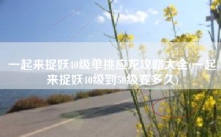 一起来捉妖40级单挑应龙攻略大全(一起来捉妖40级到50级要多久)