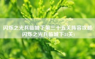 闪烁之光兵临城下第三十五关阵容攻略(闪烁之光兵临城下34关)