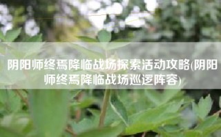 阴阳师终焉降临战场探索活动攻略(阴阳师终焉降临战场巡逻阵容)