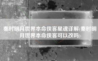 秦时明月世界本命侠客星魂详解(秦时明月世界本命侠客可以改吗)