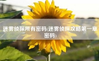 迷雾侦探所有密码(迷雾侦探攻略第一章密码)