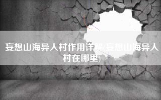 妄想山海异人村作用详解(妄想山海异人村在哪里)