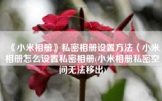 《小米相册》私密相册设置方法（小米相册怎么设置私密相册(小米相册私密空间无法移出)