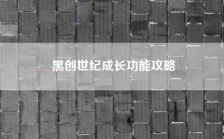 黑创世纪成长功能攻略