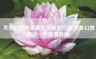 龙族幻想挑战第三关通关方法(龙族幻想挑战一下猜拳异闻)