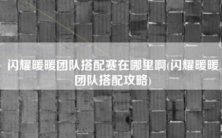 闪耀暖暖团队搭配赛在哪里啊(闪耀暖暖团队搭配攻略)
