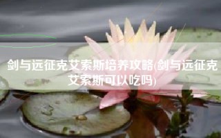 剑与远征克艾索斯培养攻略(剑与远征克艾索斯可以吃吗)
