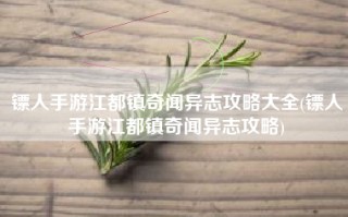 镖人手游江都镇奇闻异志攻略大全(镖人手游江都镇奇闻异志攻略)