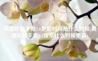 英雄联盟手游2.6更新时间是什么时候(英雄联盟手游2.3版本什么时候更新)