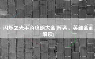 闪烁之光手游攻略大全(阵容、英雄全面解读)