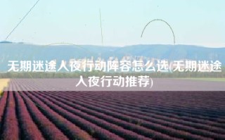 无期迷途入夜行动阵容怎么选(无期迷途入夜行动推荐)