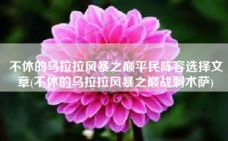 不休的乌拉拉风暴之巅平民阵容选择文章(不休的乌拉拉风暴之巅战刺术萨)