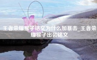王者荣耀猴子铭文为什么加暴击_王者荣耀猴子出装铭文