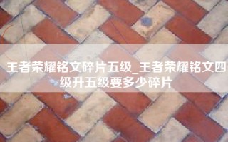 王者荣耀铭文碎片五级_王者荣耀铭文四级升五级要多少碎片