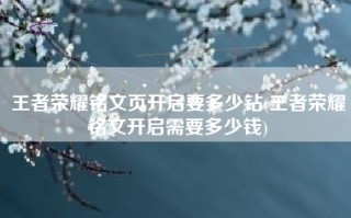 王者荣耀铭文页开启要多少钻(王者荣耀铭文开启需要多少钱)