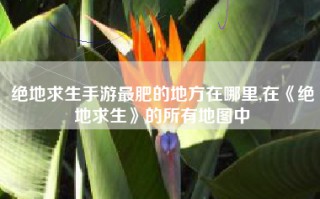 绝地求生手游最肥的地方在哪里,在《绝地求生》的所有地图中