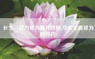 长生箓战力修为提升攻略(觅长生提修为的丹药)