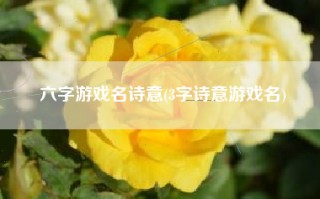 六字游戏名诗意(3字诗意游戏名)