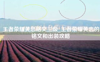王者荣耀黄忠铭文三级_王者荣耀黄忠的铭文和出装攻略