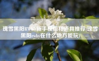 瑰雪黑阳RWBY新手模组和道具推荐(瑰雪黑阳rwby在什么地方能玩)