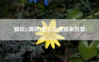 骑砍2(骑砍2怎么让贵族来投靠)