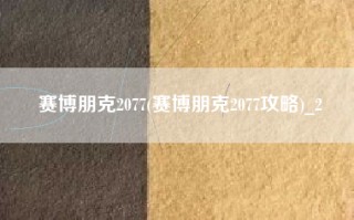 赛博朋克2077(赛博朋克2077攻略)_2