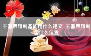 王者荣耀刘备能用什么铭文_王者荣耀刘备什么位置