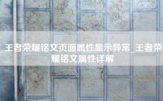王者荣耀铭文页面属性显示异常_王者荣耀铭文属性详解