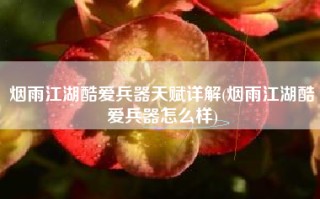 烟雨江湖酷爱兵器天赋详解(烟雨江湖酷爱兵器怎么样)