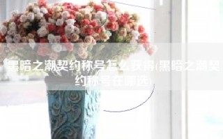 黑暗之潮契约称号怎么获得(黑暗之潮契约称号在哪选)