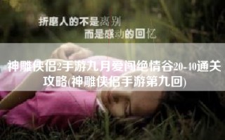 神雕侠侣2手游九月爱闯绝情谷20-40通关攻略(神雕侠侣手游第九回)