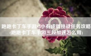 跑跑卡丁车手游S2小有成就挑战任务攻略(跑跑卡丁车手游三段加速怎么用)