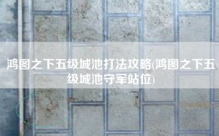 鸿图之下五级城池打法攻略(鸿图之下五级城池守军站位)
