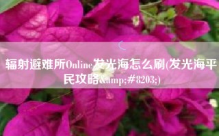 辐射避难所Online发光海怎么刷(发光海平民攻略&#8203;)