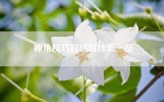 神角技巧好感羁绊表一览