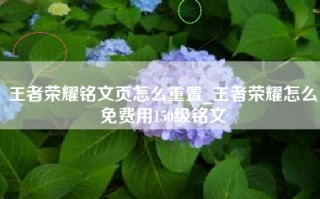 王者荣耀铭文页怎么重置_王者荣耀怎么免费用150级铭文