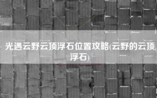 光遇云野云顶浮石位置攻略(云野的云顶浮石)
