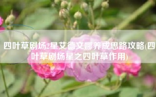 四叶草剧场2星艾德文娜养成思路攻略(四叶草剧场星之四叶草作用)